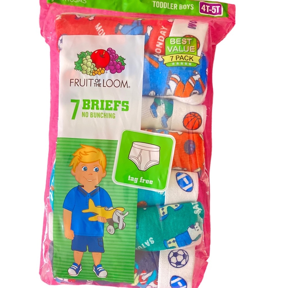 New set of 7 Fruit of the Loom Boys' Briefs.